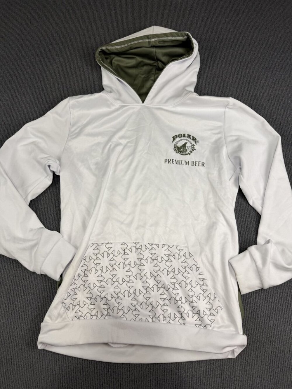 Polar Premium Beer Unisex White Green Camo Hoodie Sweatshirt Medium